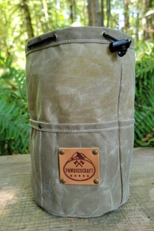 Cedar Bag with Pockets and Leather Label for Outdoor Gear, Camping, and Bushcraft