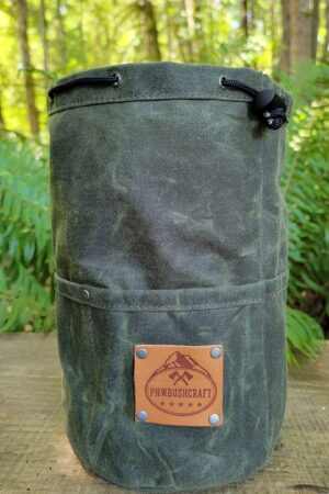 Cedar Bag with Pockets and Leather Label for Outdoor Gear, Camping, and Bushcraft