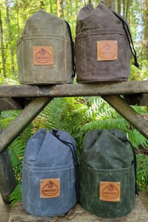 Cedar Bag with Pockets and Leather Label for Outdoor Gear, Camping, and Bushcraft