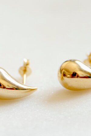 14k Gold Bottega Earrings Elevate Your Style with Solid Gold Teardrop Studs