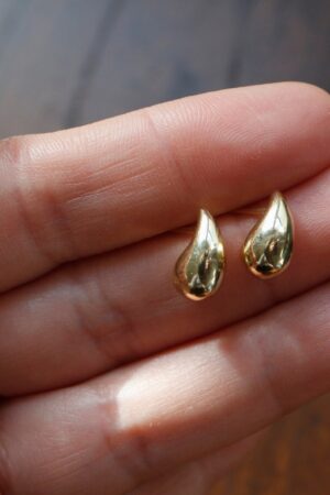 14k Gold Bottega Earrings Elevate Your Style with Solid Gold Teardrop Studs