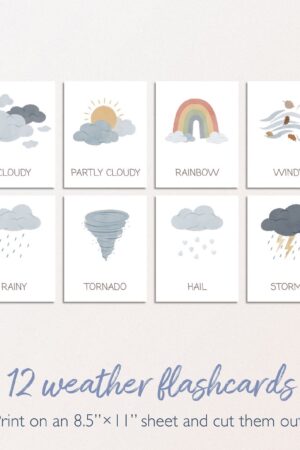 12 Weather Flashcards Engage Your Little Learners with Rainbow Educational Printables