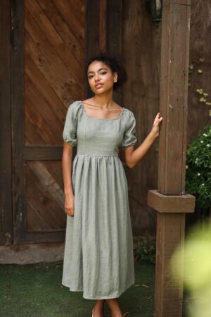 DAISY The Epitome of Effortless Elegance - Linen Midi Dress for Women