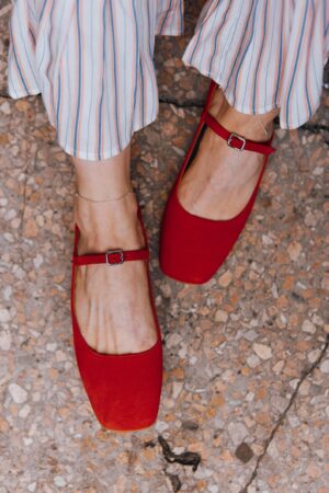 Captivating Red Suede Ballet Flats Elevate Your Summer Style with Handmade Comfort