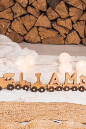 Personalized Wooden Train Name Puzzle Magnet Eco-Friendly Sensory Toy for Toddlers, Unique Christmas Decoration, Custom Baby Boy Gift