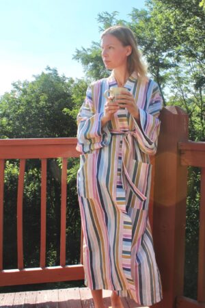 Cozy Comfort in Style Custom-Length Cotton Double Gauze Kimono Robe