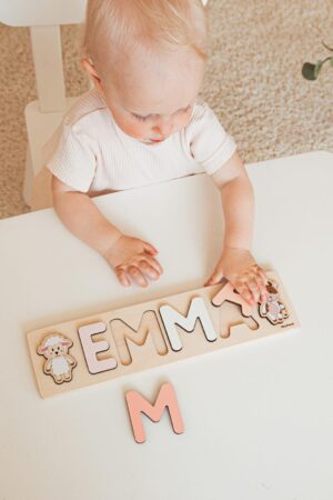 Personalized Name Puzzle Montessori Wooden Toy for Toddlers, Perfect for Birthdays, Baptisms, and Christmas