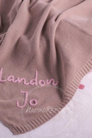 Personalized Hand-Embroidered Knit Baby Blanket A Cherished Keepsake for Your Little One