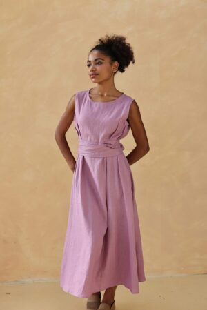 Breezy Linen Midi Dress Elevate Your Summer Style for Weddings, Beaches, and Boho Parties