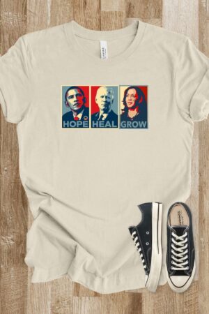 Hope, Heal, Grow Empowering Change with Kamala Harris, Obama, and Biden | 2024 Presidential Election | Vote USA | Plus Size Gift Tee