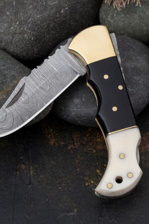 Personalized Damascus Steel Folding Knife The Ultimate Groomsman, Anniversary, or Boyfriend Gift