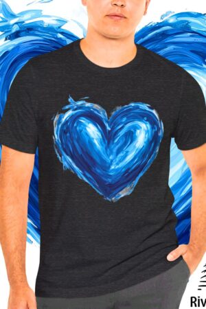 Blue Heart Icon Painted T-shirt Empowering Democrat Voters in the USA Election