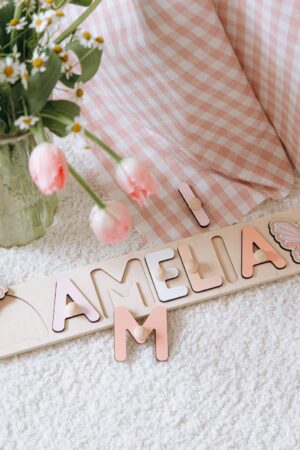 Personalized Wooden Name Puzzle for 1st Birthday Montessori Learning Toy for Baby Girls and Boys