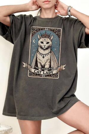 Empowering Cat Lady Tarot Card Shirt for Kamala Harris Supporters