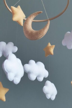 Celestial Dreams Moon and Stars Mobile for a Tranquil Nursery