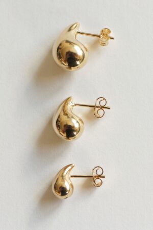 14k Gold Bottega Earrings Elevate Your Style with Solid Gold Teardrop Studs