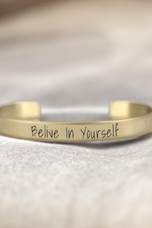 Engraved Text Bracelet Personalize Your Style with a Delicate Open Cuff