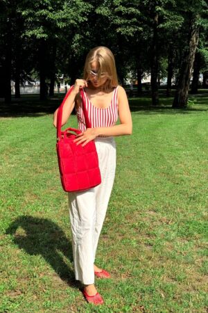 Quilted PILLOW PUFFER Laptop Bag The Essential MacBook Carrier in Vibrant Red