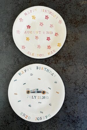 Starry Daisy Plate A Personalized Ceramic Keepsake for Birthdays and Newborns