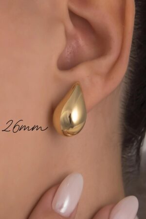 Kendall Drop Dome Earrings Solid Gold K14 Chunky Stud Earrings, A Timeless Gift for Her