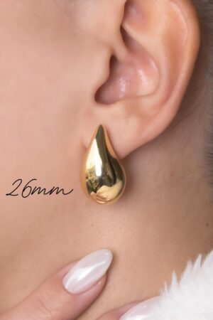 Kendall Drop Dome Earrings Solid Gold K14 Chunky Stud Earrings, A Timeless Gift for Her