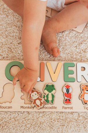 Personalized Name Puzzle Montessori Wooden Toy for Toddlers, Perfect for Birthdays, Baptisms, and Christmas