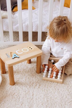 Personalized Name Puzzle Stool Eco-Friendly Baptism, Birthday, and Christmas Gift for Toddlers