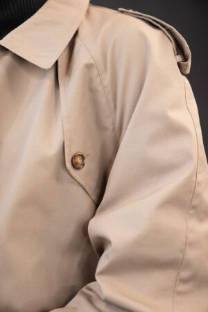 Timeless Taupe Trench A Vintage Masterpiece with Checkered Charm