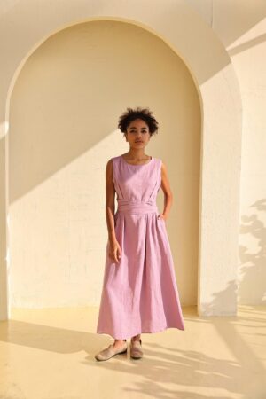 Breezy Linen Midi Dress Elevate Your Summer Style for Weddings, Beaches, and Boho Parties