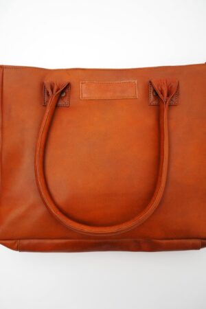 Reworked Personalized Haath Large Brown Leather Handbag Handmade Shoulder Bag for Laptop, Work, or School