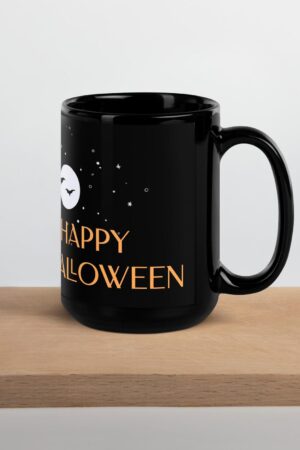 Hauntingly Delightful Coffee Ghost Black Glossy Mug for a Spooktacular Halloween