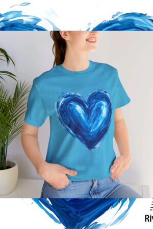 Blue Heart Icon Painted T-shirt Empowering Democrat Voters in the USA Election