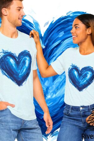 Blue Heart Icon Painted T-shirt Empowering Democrat Voters in the USA Election