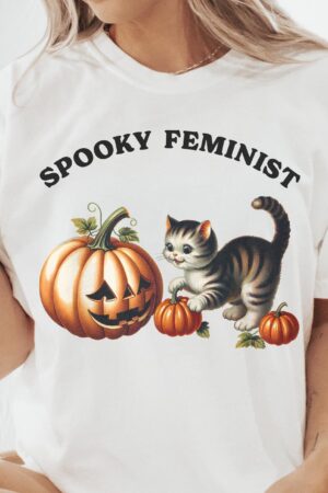 Empower Your Halloween Spooky Feminist Cat Lady Shirt for Kamala Supporters