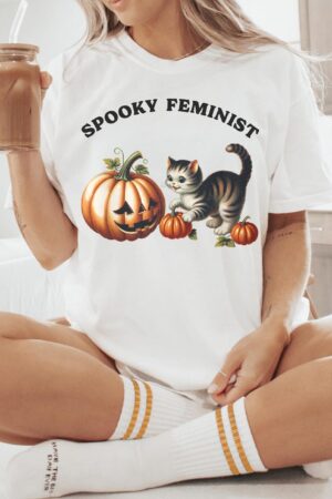 Empower Your Halloween Spooky Feminist Cat Lady Shirt for Kamala Supporters