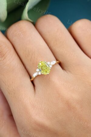 Exquisite Oval Cut Lab Yellow Diamond Engagement Ring A Unique Symbol of Love