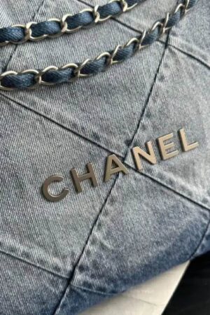 Authentic Vintage Chanel Denim Jean Size 32 with Genuine Leather Bag A Timeless Designer Handbag for Her