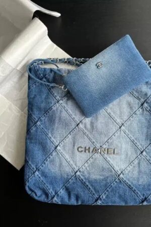 Authentic Vintage Chanel Denim Jean Size 32 with Genuine Leather Bag A Timeless Designer Handbag for Her