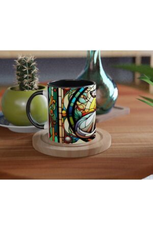 Art Nouveau Greyhound Stained Glass Effect Ceramic Mug - 11oz White