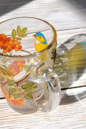 Hand-Painted Autumn Bird Mug A Thanksgiving Gift for Nature Enthusiasts and Office Decor