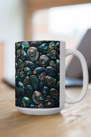 Abalone Shell Mosaic Ceramic Mug A Shimmering Masterpiece of Nature's Art