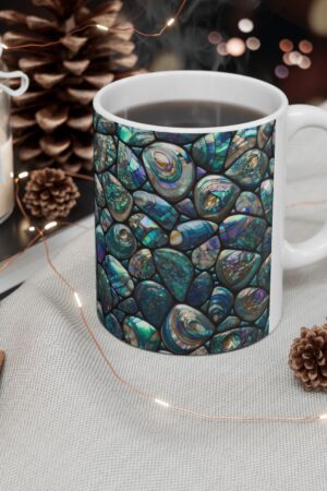 Abalone Shell Mosaic Ceramic Mug A Shimmering Masterpiece of Nature's Art