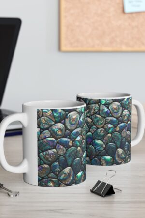 Abalone Shell Mosaic Ceramic Mug A Shimmering Masterpiece of Nature's Art