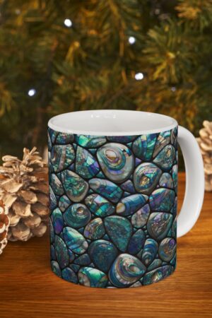 Abalone Shell Mosaic Ceramic Mug A Shimmering Masterpiece of Nature's Art