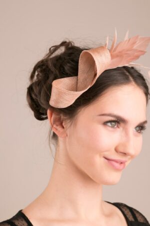 Exquisite Almond Beige Feather Fascinator Adorn Your Elegance with Feminine Grace