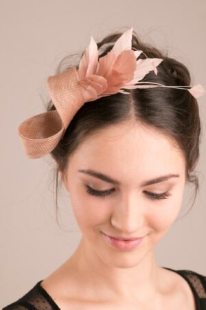 Exquisite Almond Beige Feather Fascinator Adorn Your Elegance with Feminine Grace