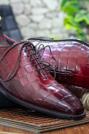 Bespoke Rust Alligator Whole Cut Shoes - Handmade Luxury for Men