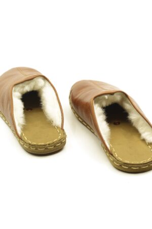 Presented Husband  Organic Leather Men's House Slippers - Warm & Fluffy Comfort