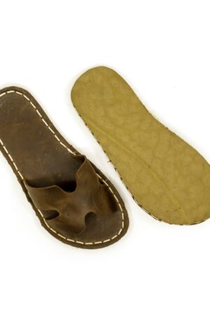 Men's Crazy Brown Barefoot Slippers - Leather Feel, Indoor Outdoor Comfort