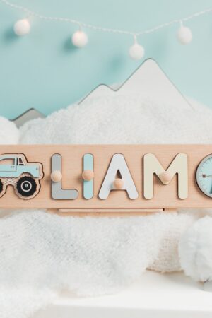 Name Puzzle With Pegs at Extra Charge, New Baby Gift, Baby Shower, Gift for Kids, Wooden Toddler Toys, 1st Birthday, Newborn Personalized